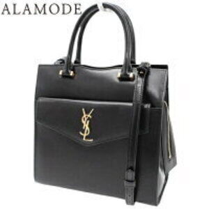 SAINT LAURENT PARIS Uptown Handbag Shoulder Bag Black Leather